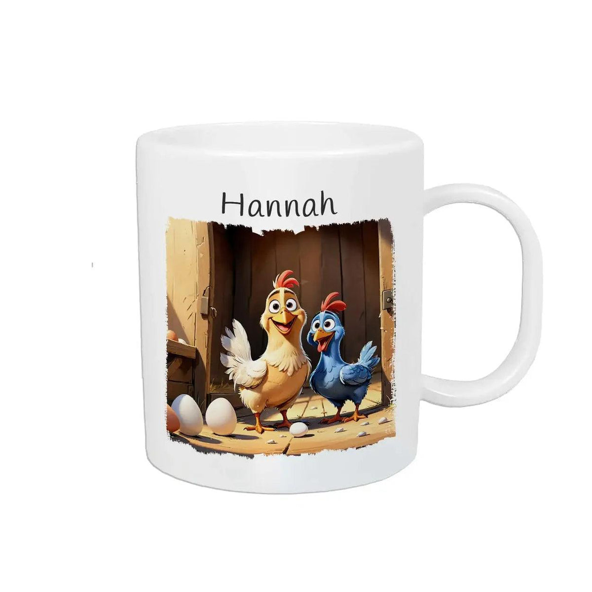 Kindertasse mit Namen | Hofabenteuer Henne und Küken - Druckerino