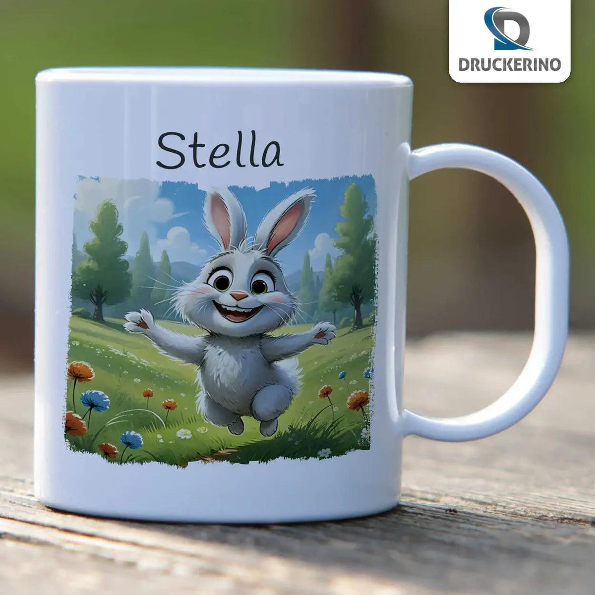 Kindertasse mit Namen | Hoppelfreund Abenteuer - Druckerino