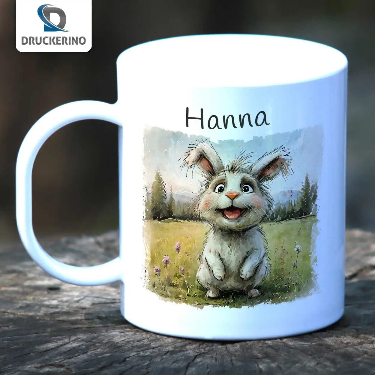Kindertasse mit Namen | Hoppelnder Glücksbringer - Druckerino