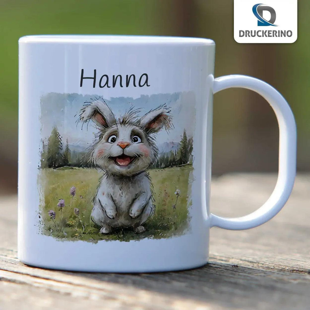 Kindertasse mit Namen | Hoppelnder Glücksbringer - Druckerino