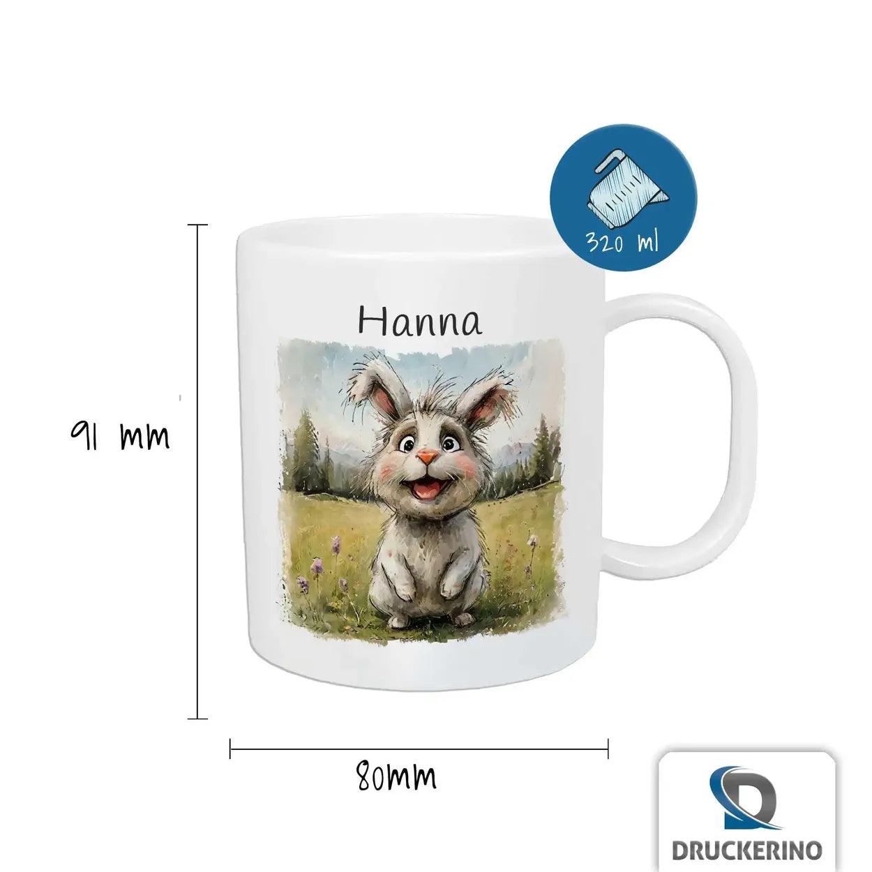 Kindertasse mit Namen | Hoppelnder Glücksbringer - Druckerino