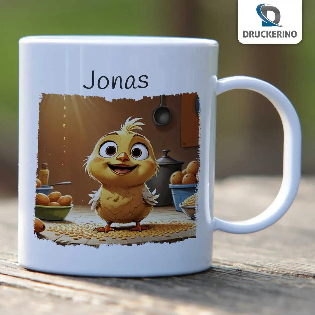 Kindertasse mit Namen | Kleine Kükenabenteuer - Druckerino