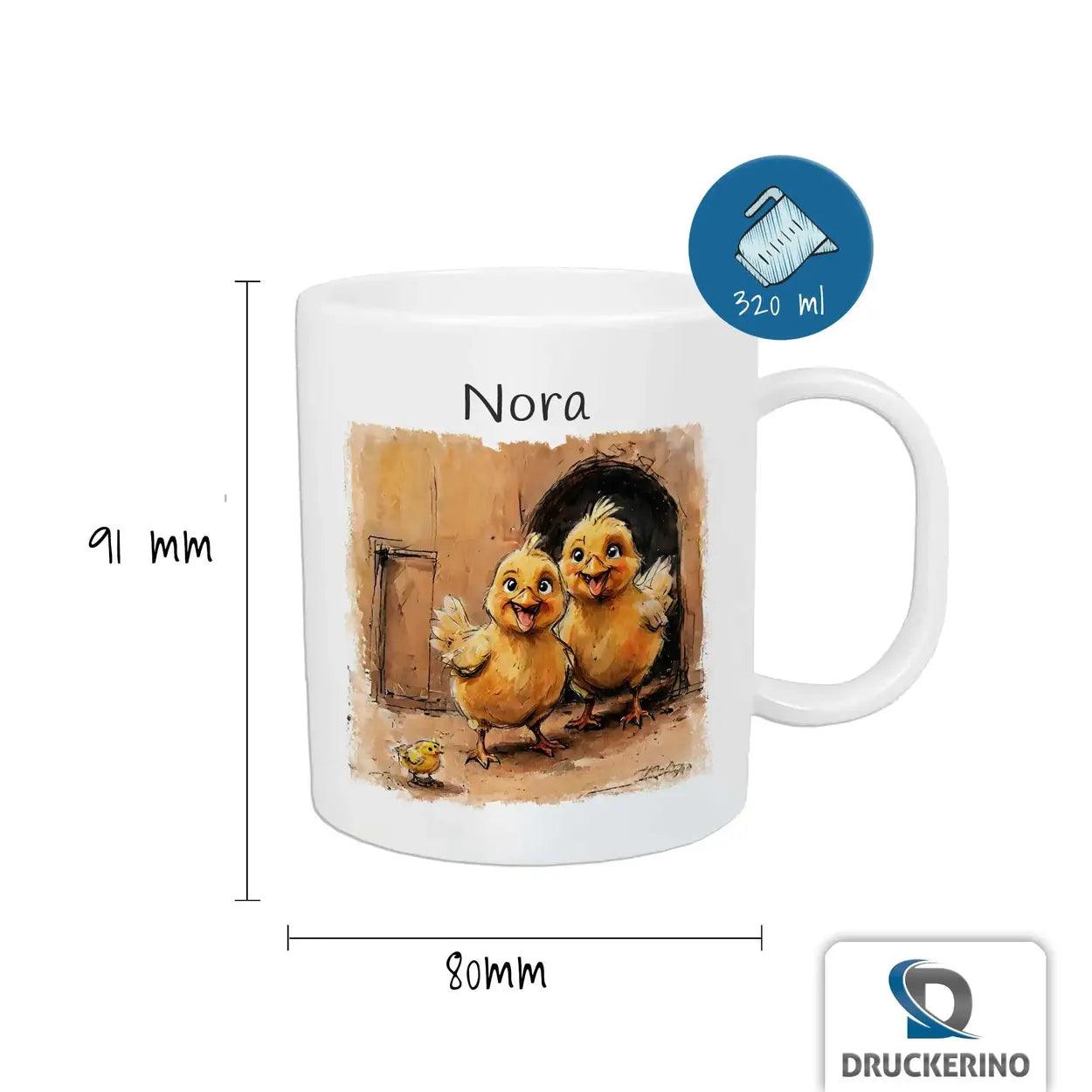 Kindertasse mit Namen | Kükenfreunde - Druckerino