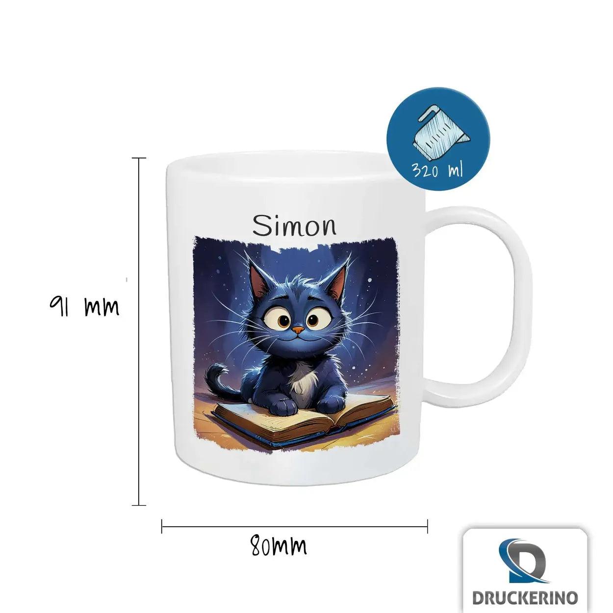 Kindertasse mit Namen | Lesekater Zauberwelt - Druckerino