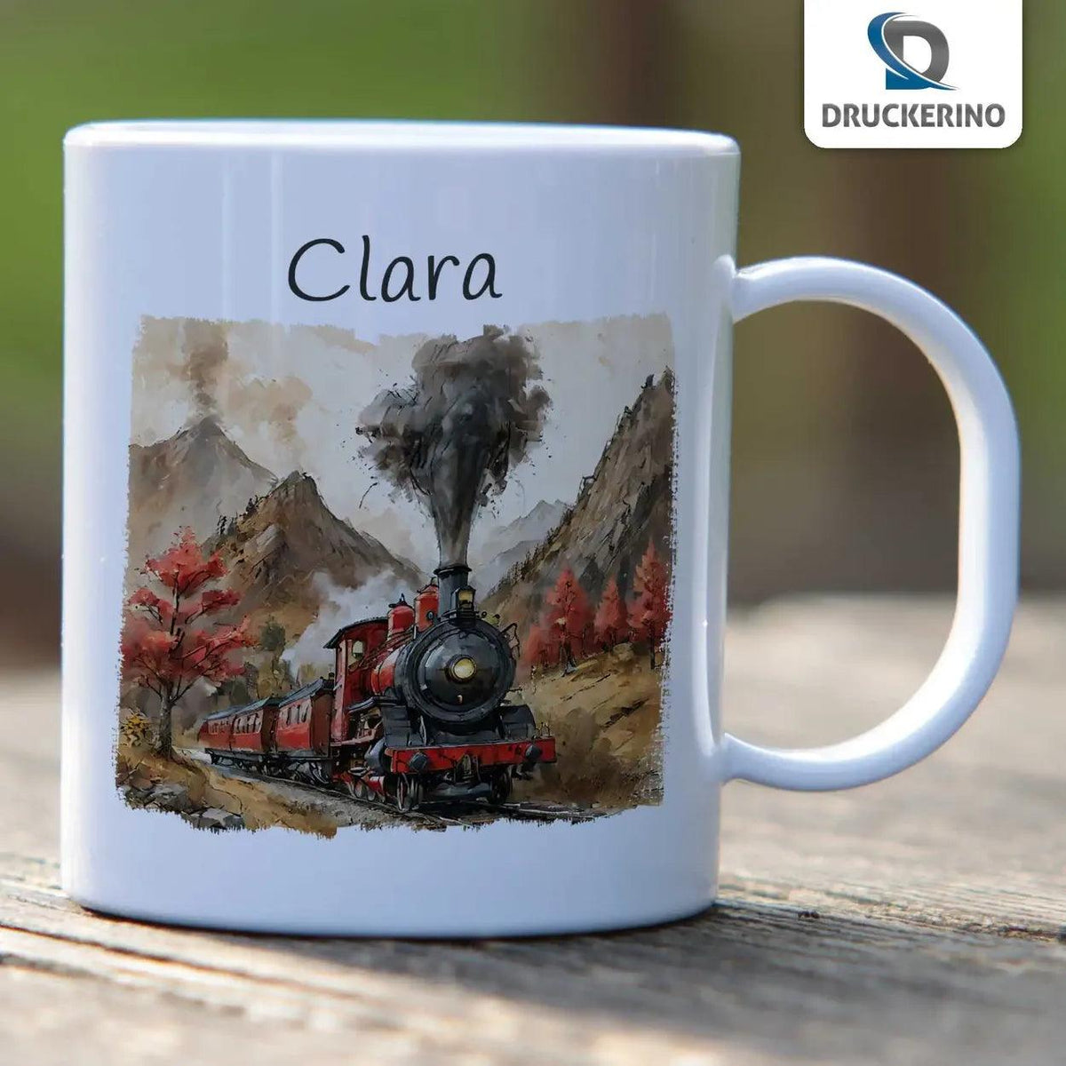 Kindertasse mit Namen | Lokomotivenabenteuer - Druckerino