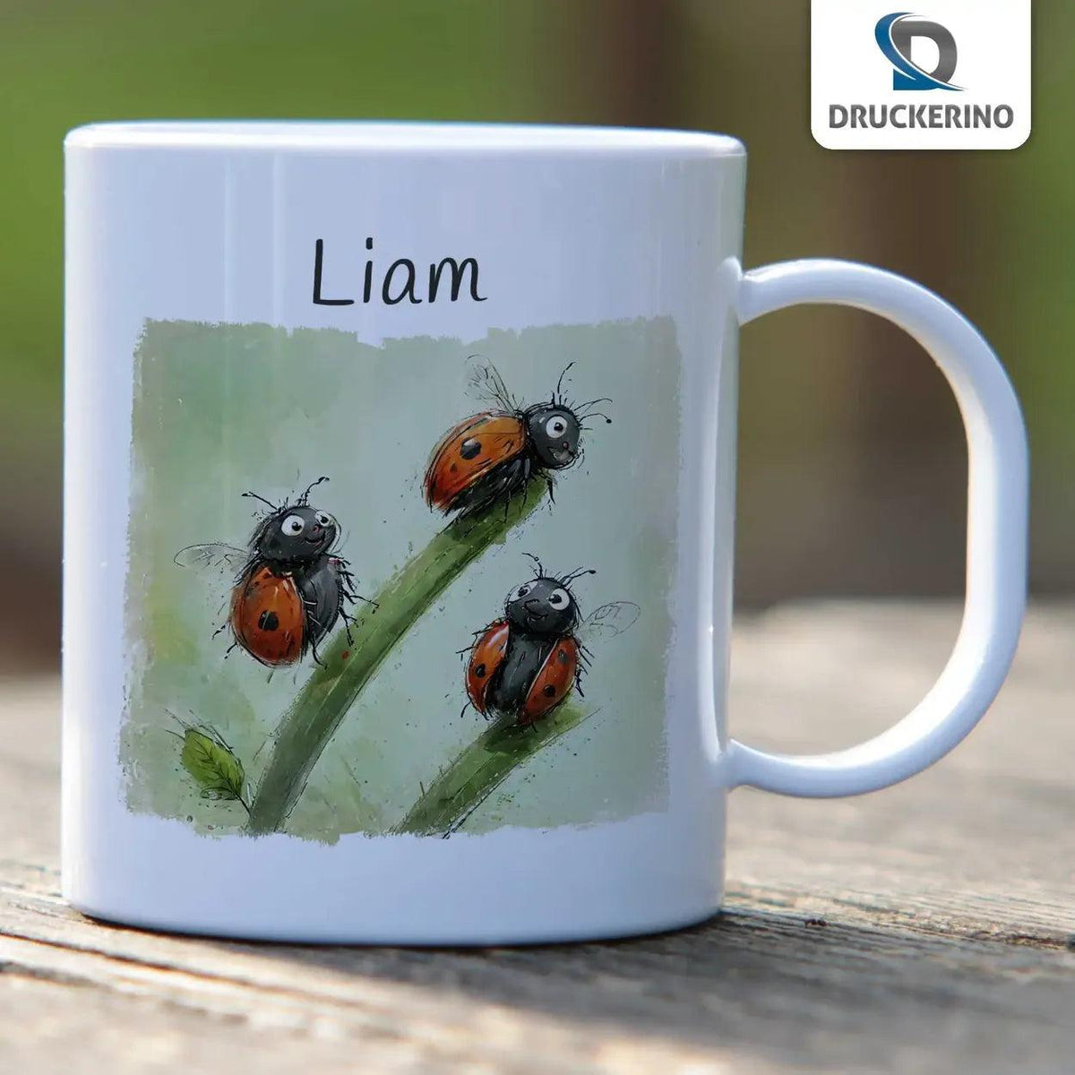 Kindertasse mit Namen | Marienkäfer-Zauber - Druckerino