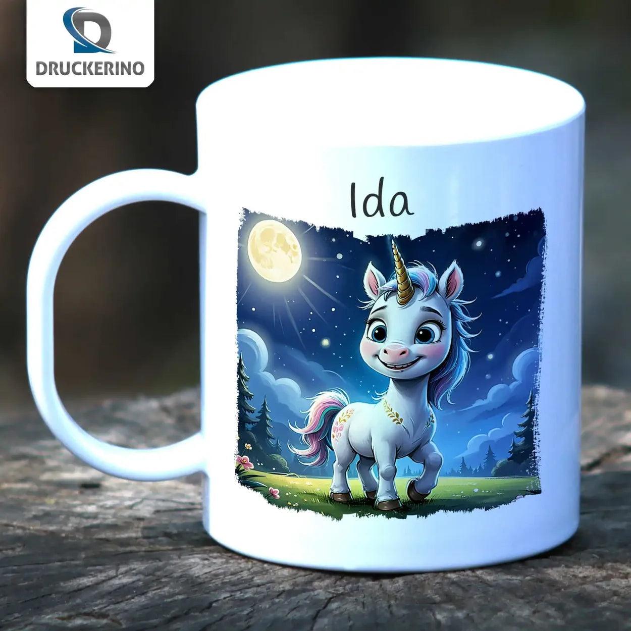 Kindertasse mit Namen | Mondzauber Einhorn - Druckerino