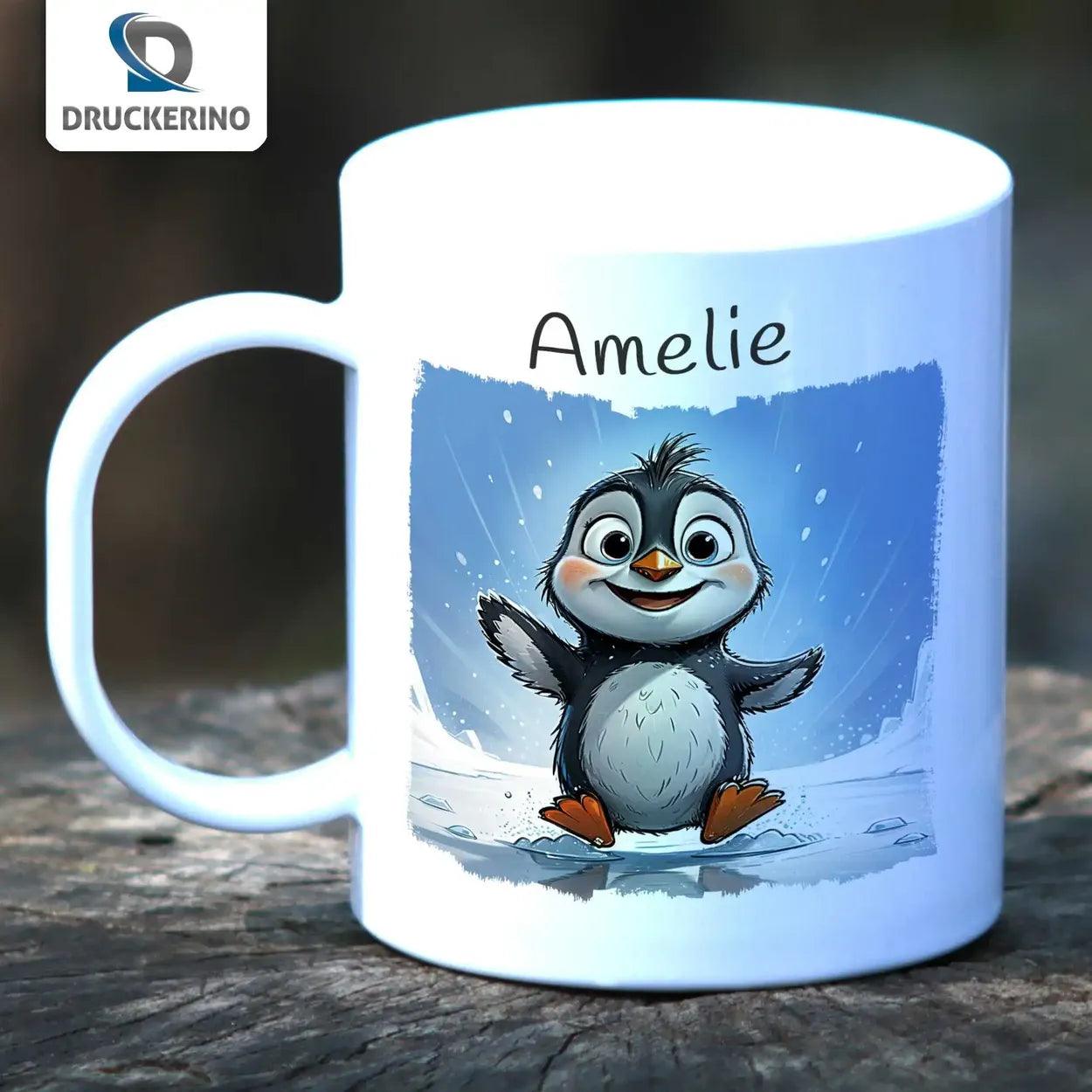 Kindertasse mit Namen | Pinguin-Abenteuer - Druckerino