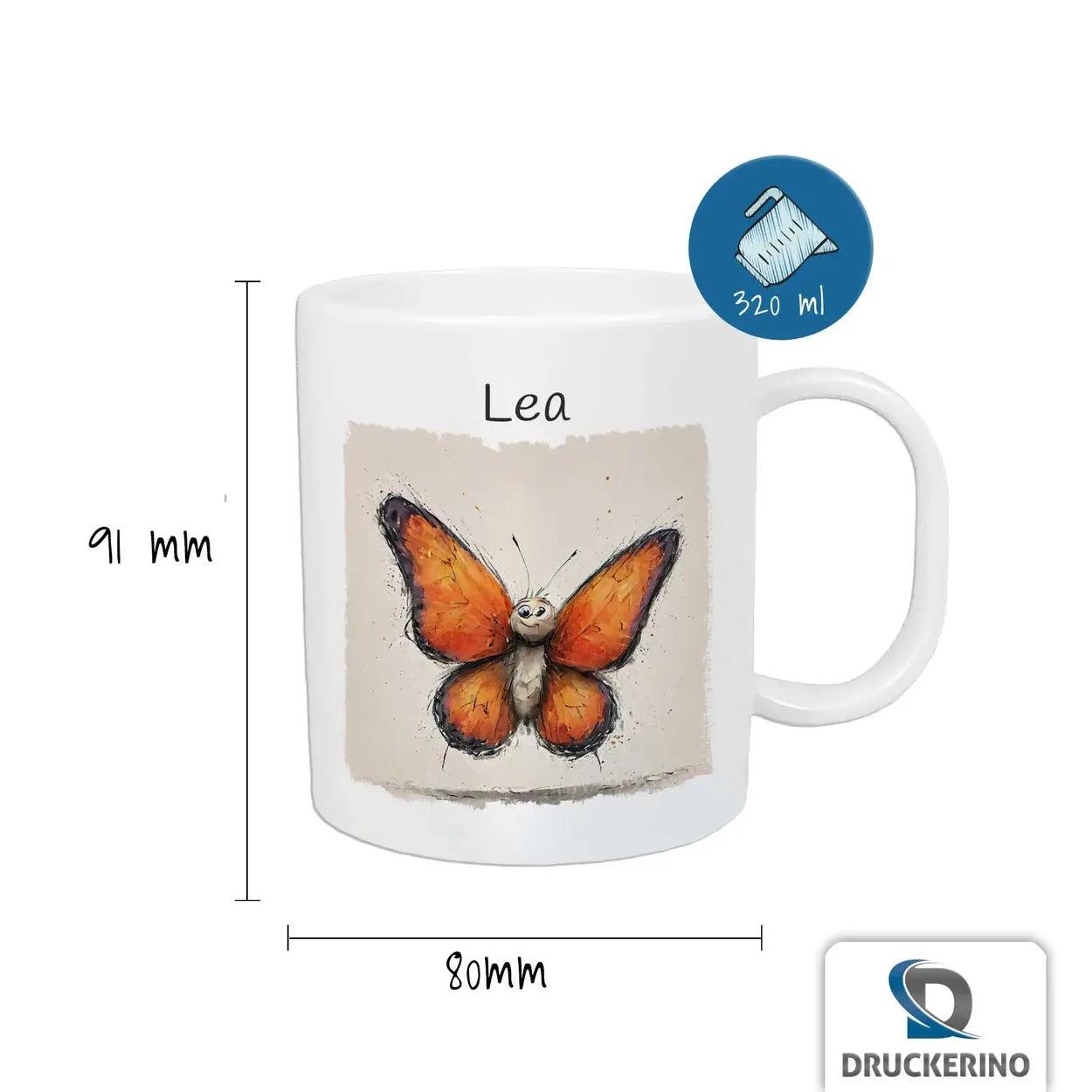 Kindertasse mit Namen | Schmetterlingstraum - Druckerino