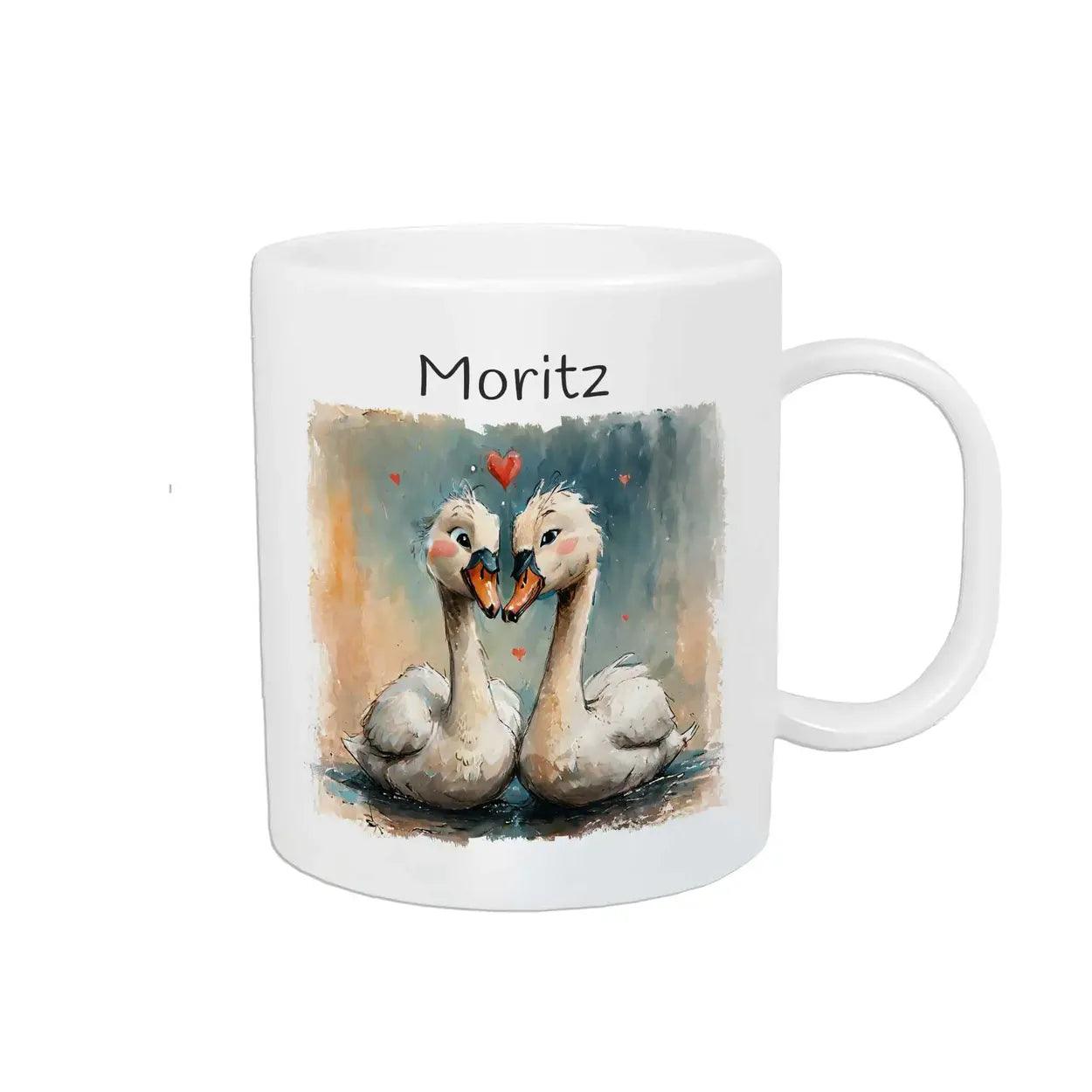 Kindertasse mit Namen | Schwanenfreundschaft - Druckerino