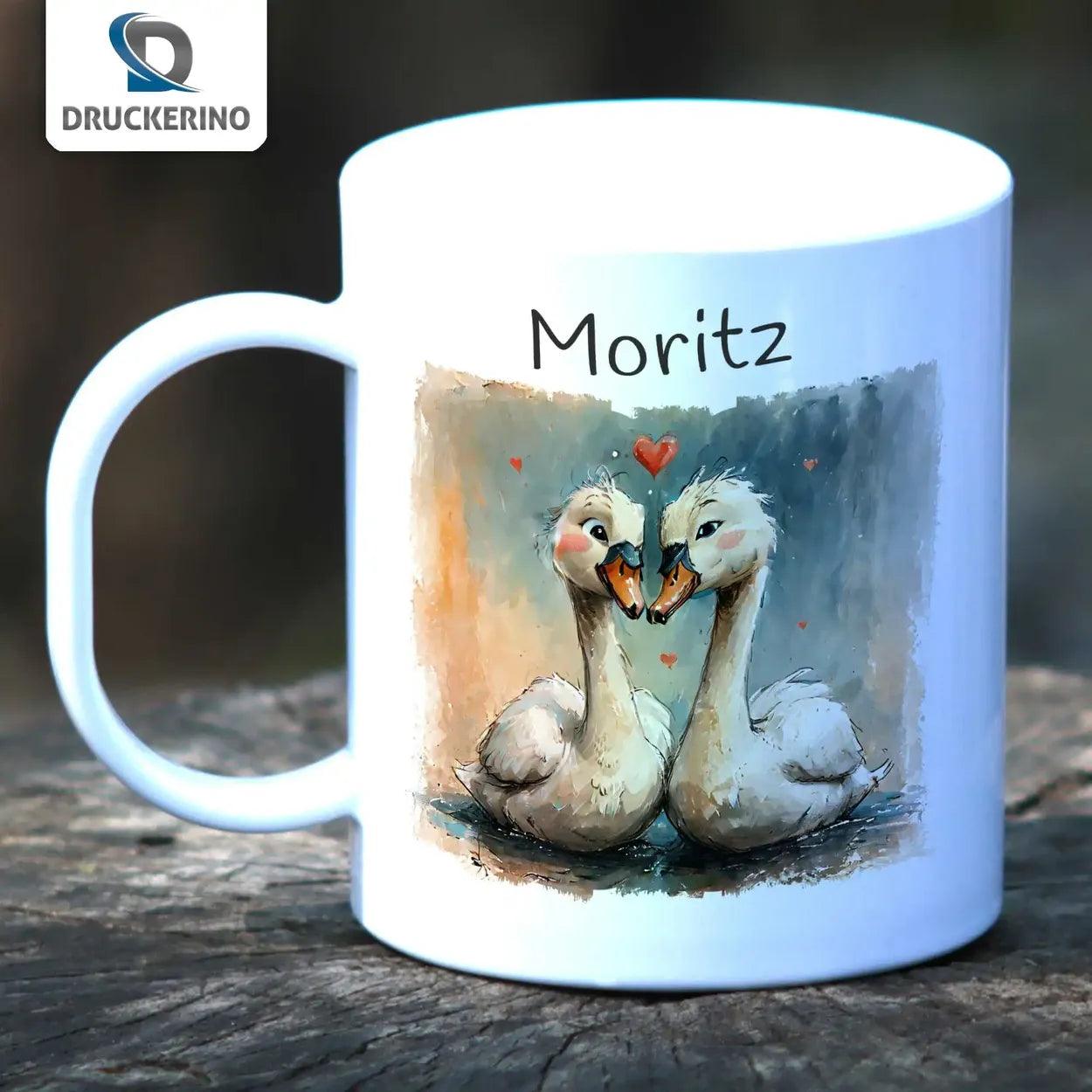 Kindertasse mit Namen | Schwanenfreundschaft - Druckerino