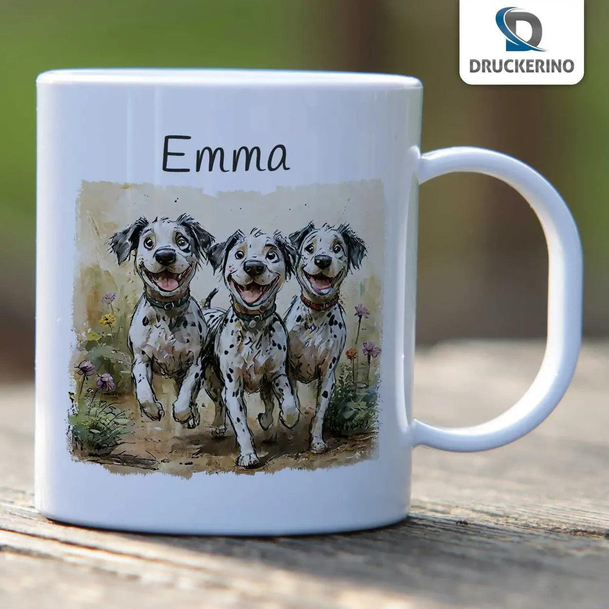 Kindertasse mit Namen | Tapsige Hundewelpen - Druckerino