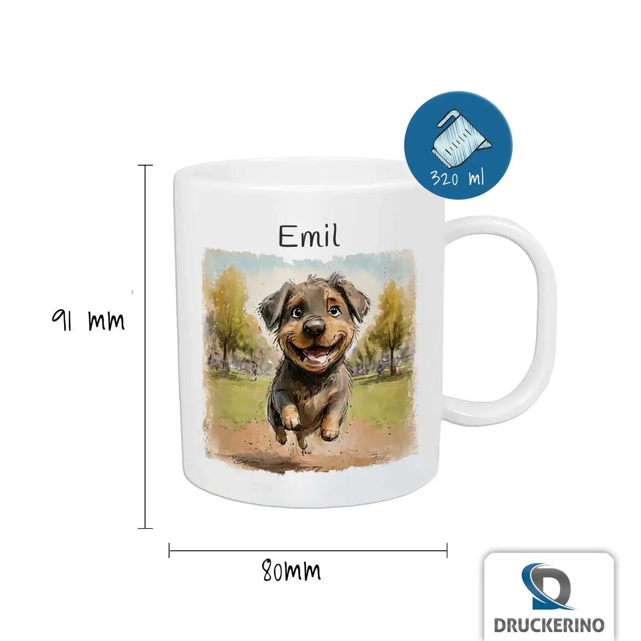 Kindertasse mit Namen | Welpenglück - Druckerino
