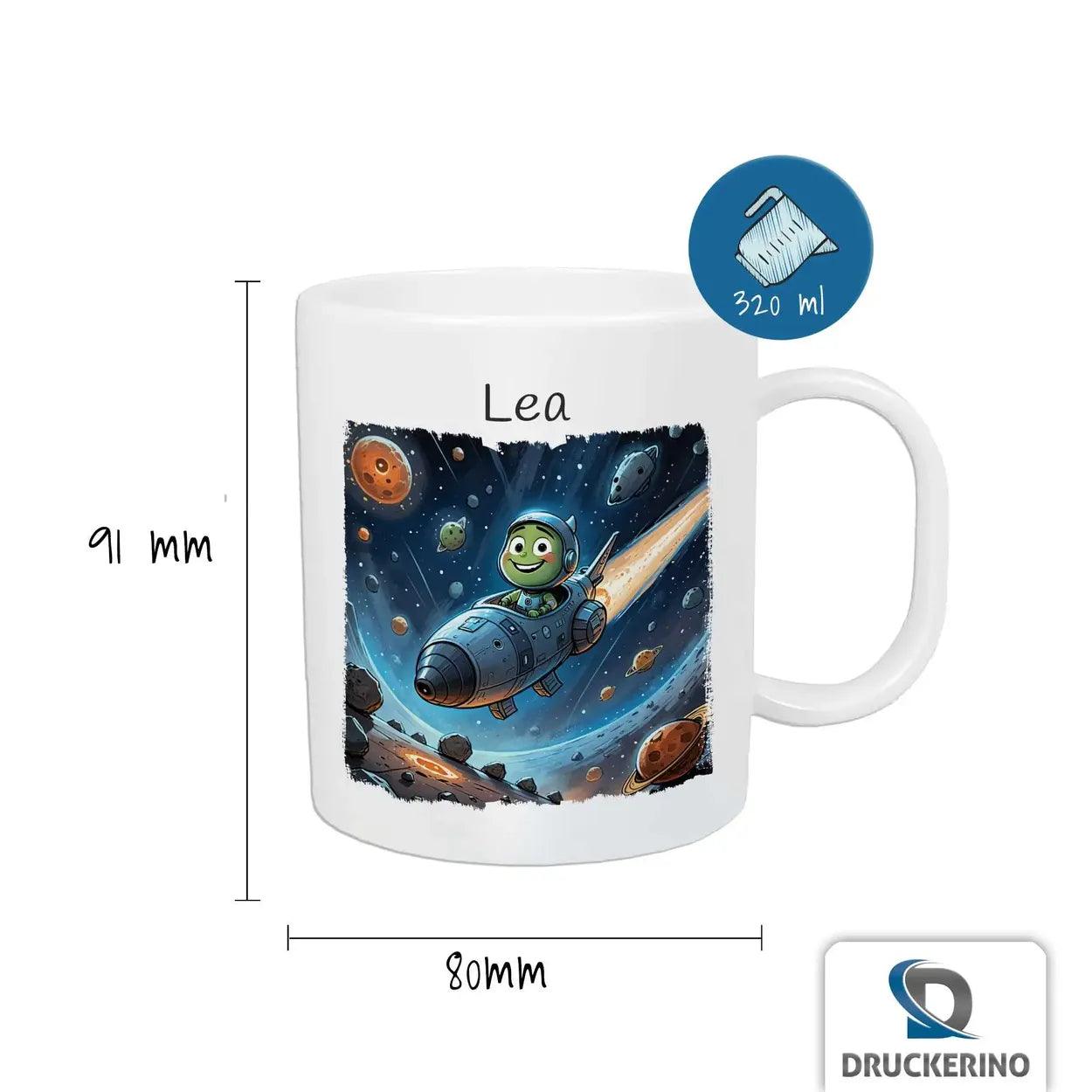 Kindertasse mit Namen | Weltraumabenteurer - Druckerino