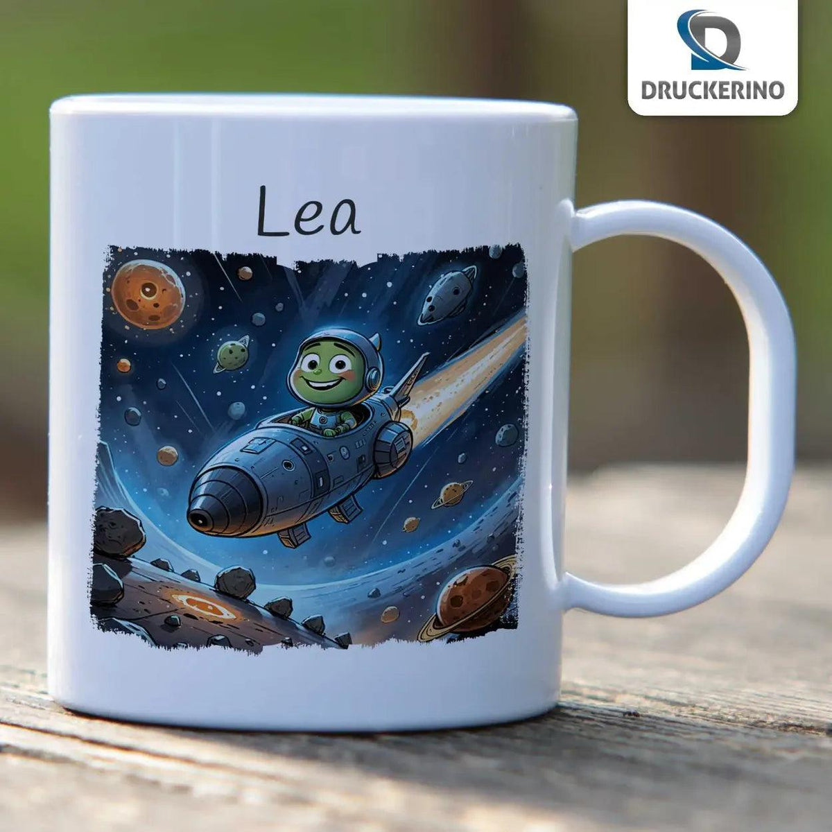 Kindertasse mit Namen | Weltraumabenteurer - Druckerino