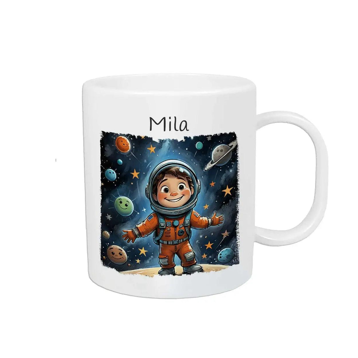 Kindertasse mit Namen | Weltraumabenteurer - Druckerino