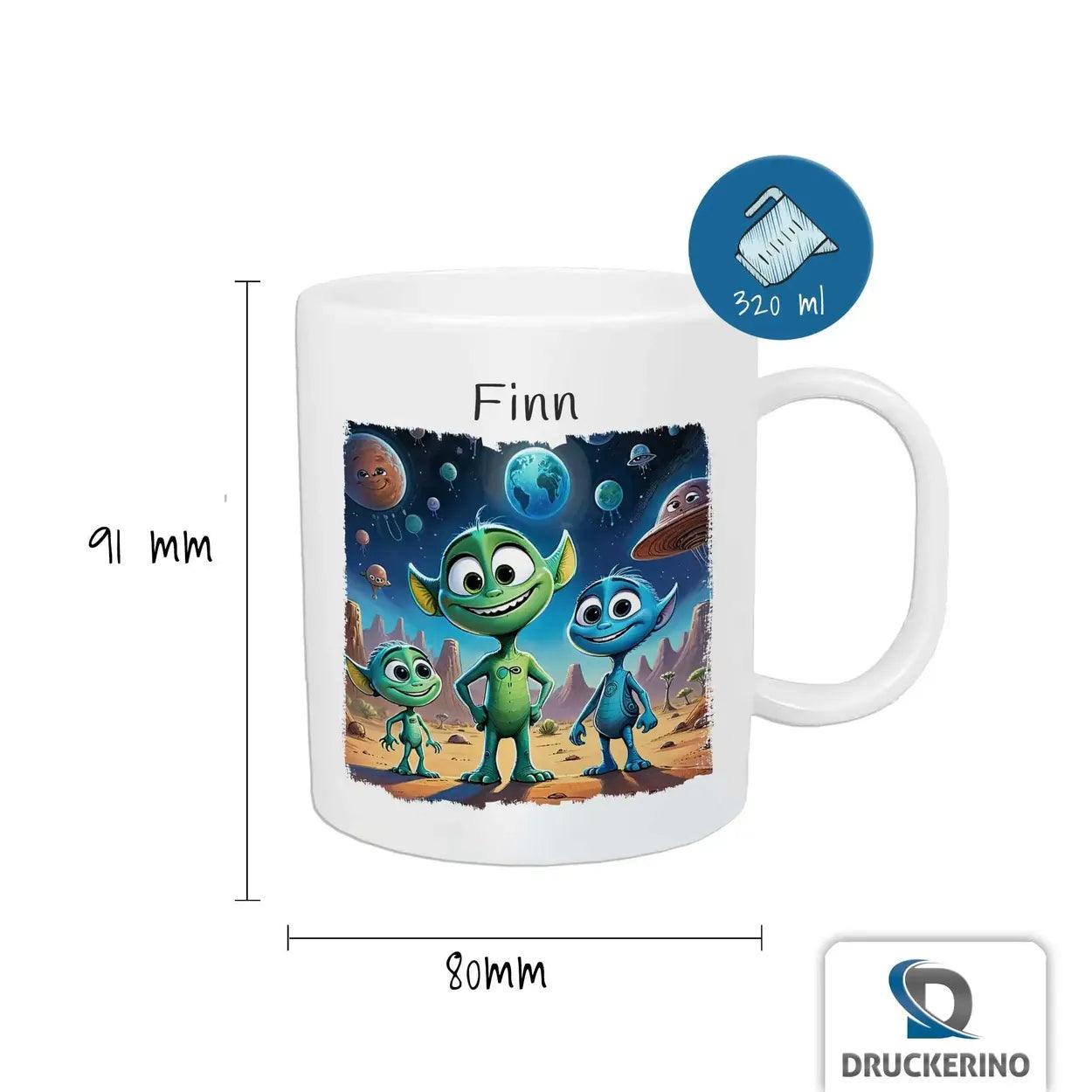 Kindertasse mit Namen | Weltraumfreunde - Druckerino