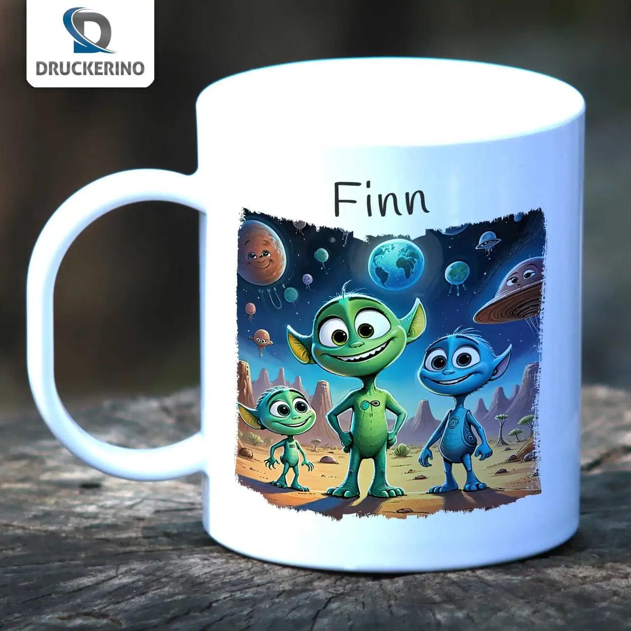 Kindertasse mit Namen | Weltraumfreunde - Druckerino