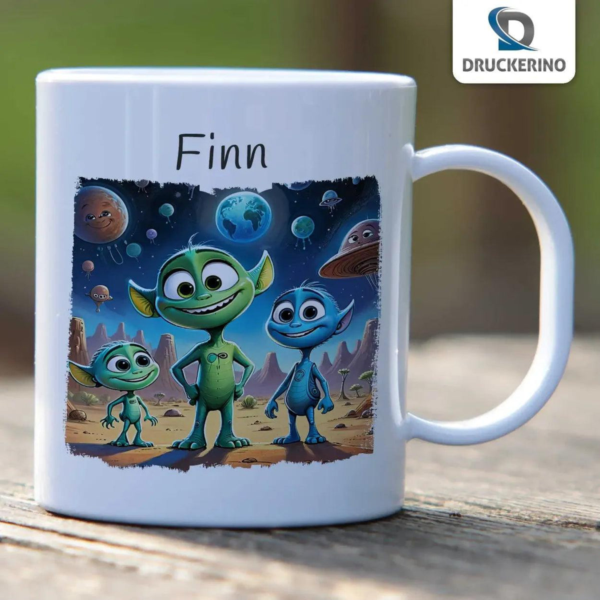 Kindertasse mit Namen | Weltraumfreunde - Druckerino