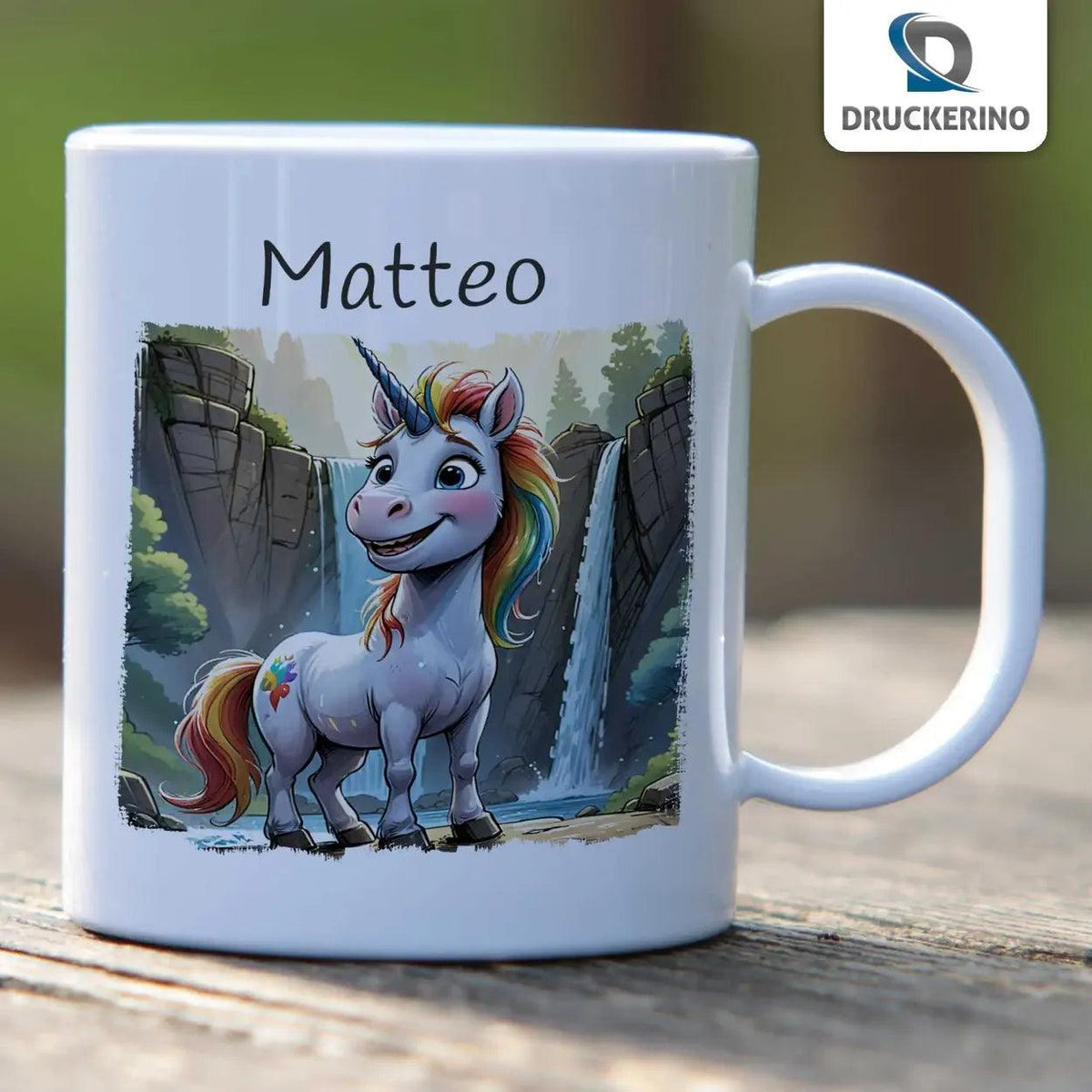Kindertasse mit Namen | Zauber-Einhorn - Druckerino