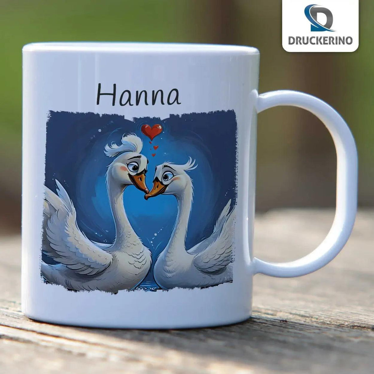 Kindertasse mit Namen | Zauberhafte Schwanenfreunde - Druckerino