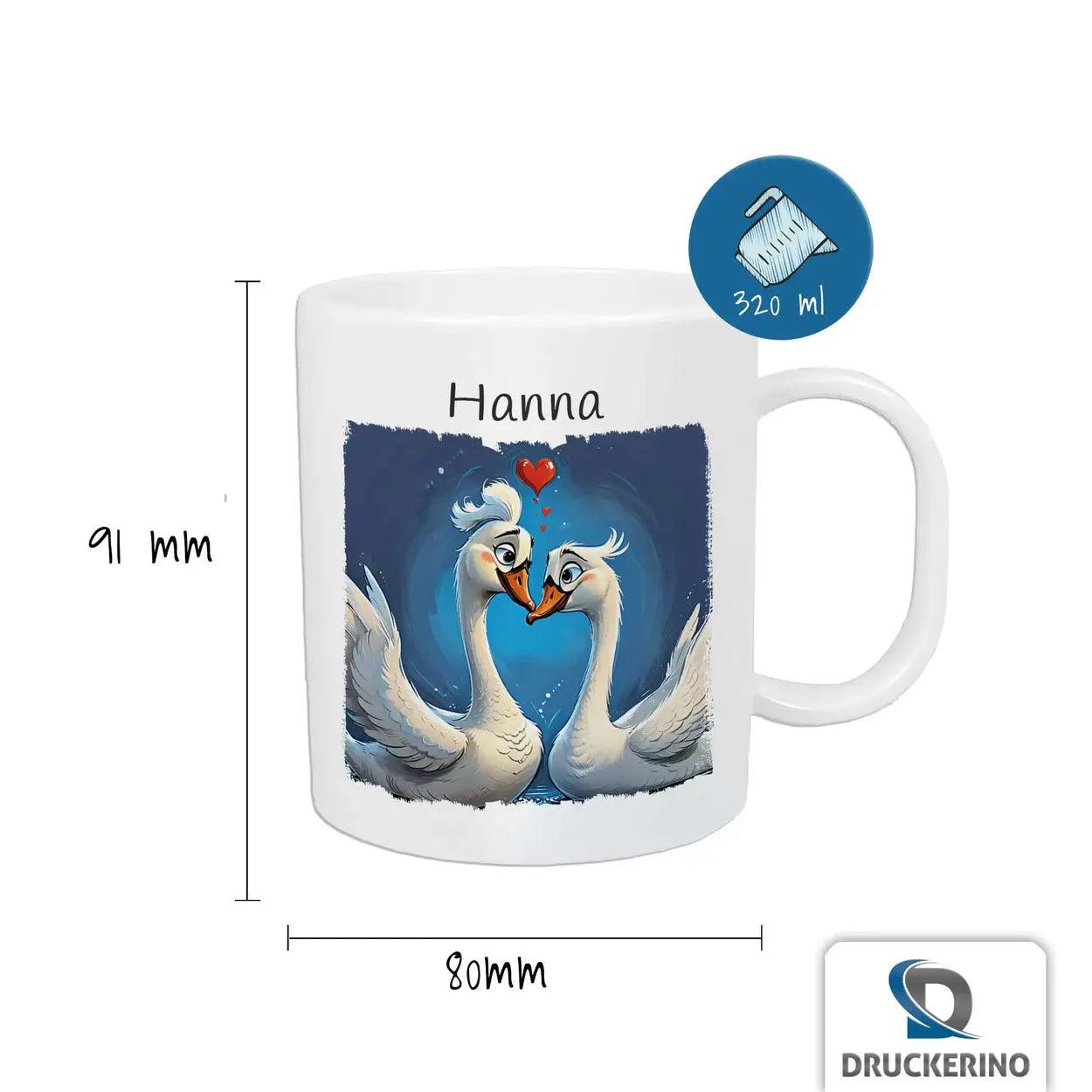Kindertasse mit Namen | Zauberhafte Schwanenfreunde - Druckerino