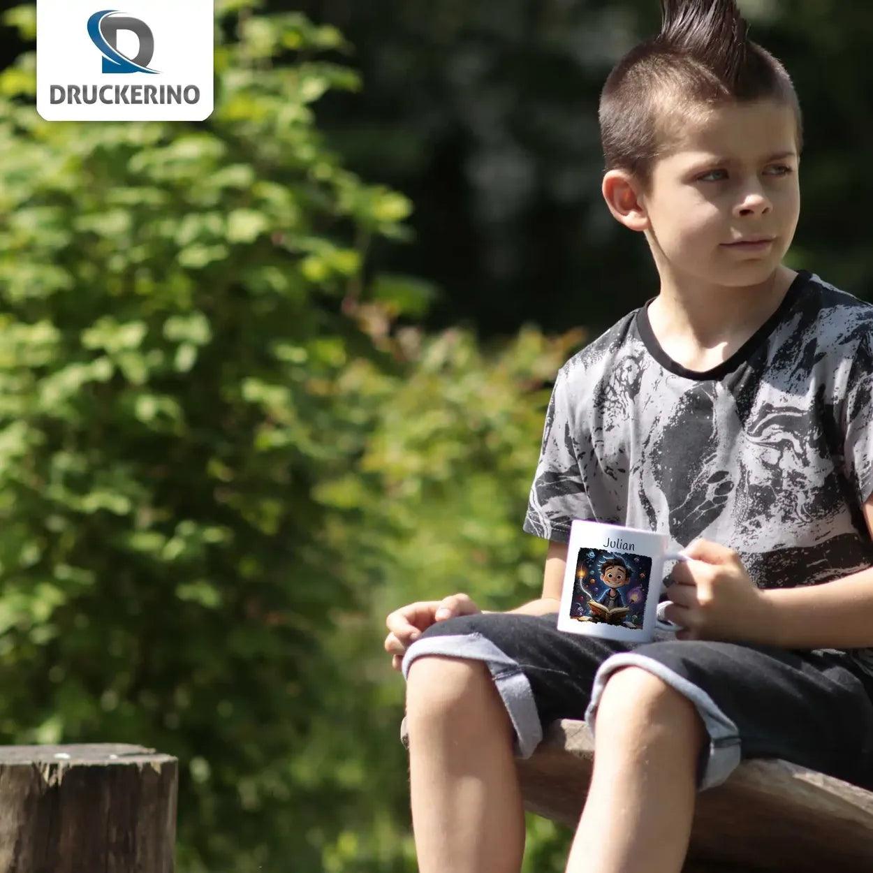 Kindertasse mit Namen | Zauberlehrling-Abenteuer - Druckerino