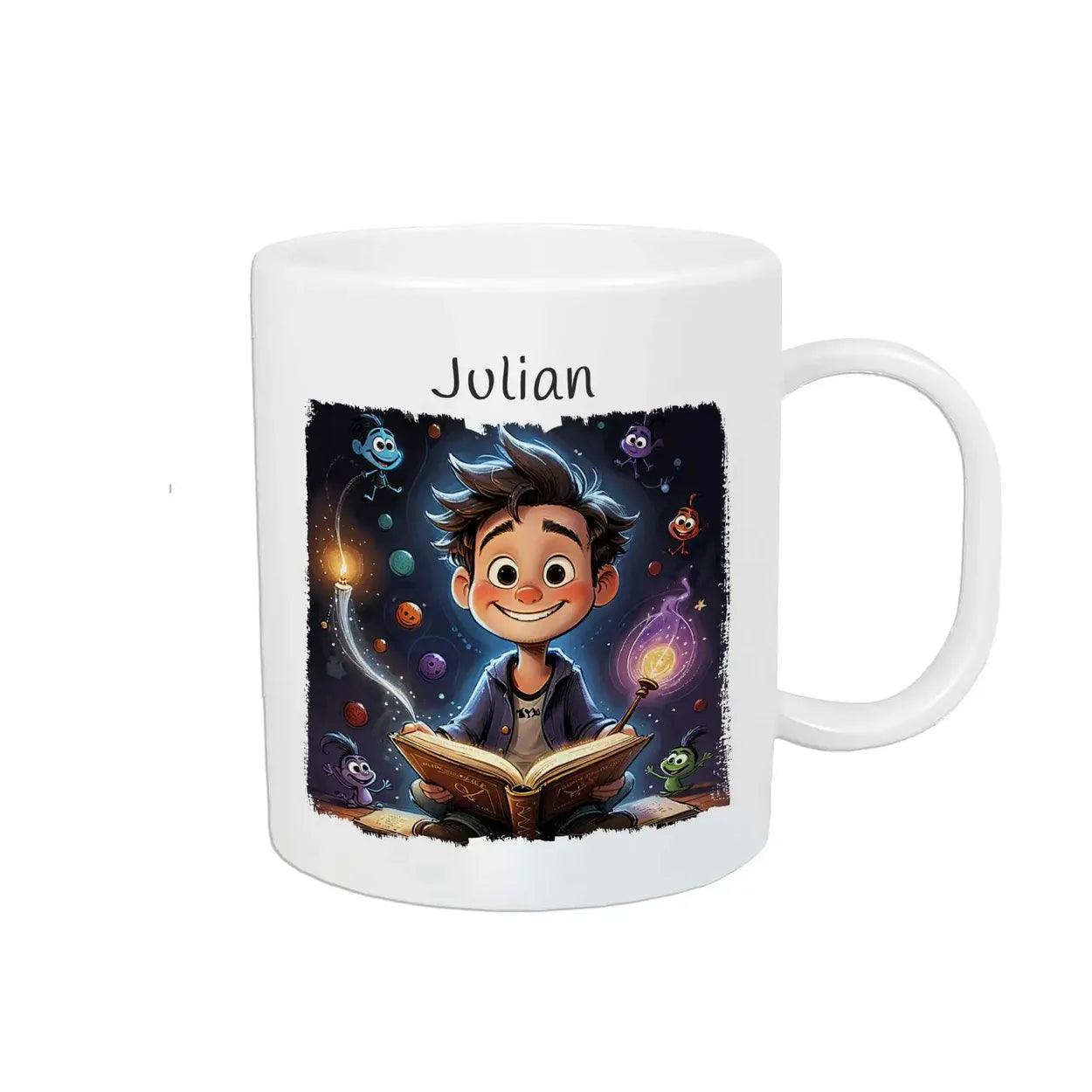 Kindertasse mit Namen | Zauberlehrling-Abenteuer - Druckerino