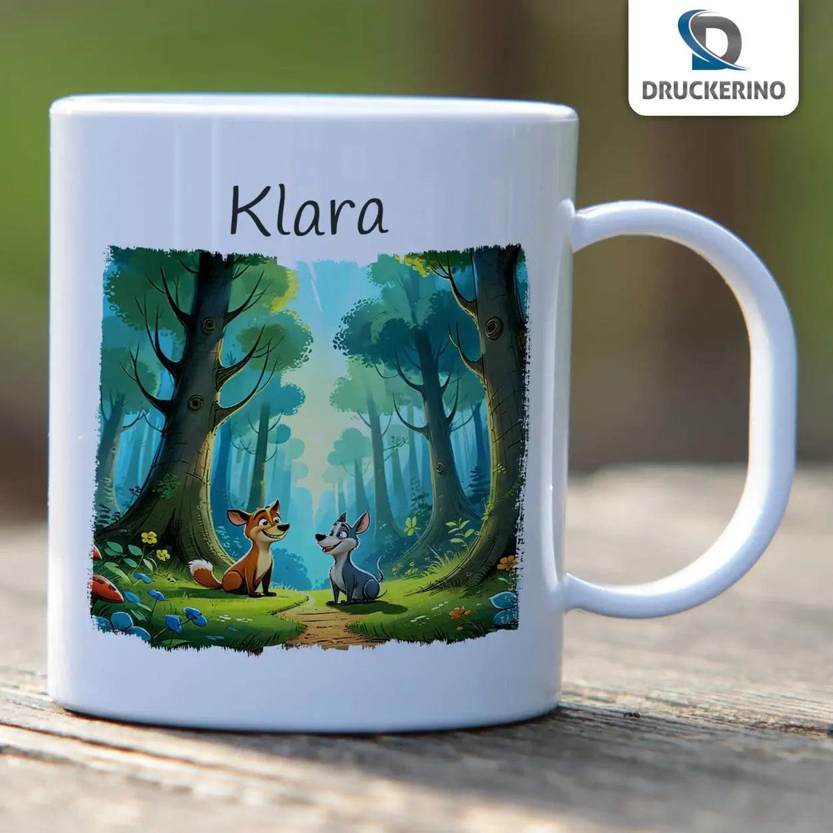 Kindertasse mit Namen | Zauberwaldmärchen - Druckerino