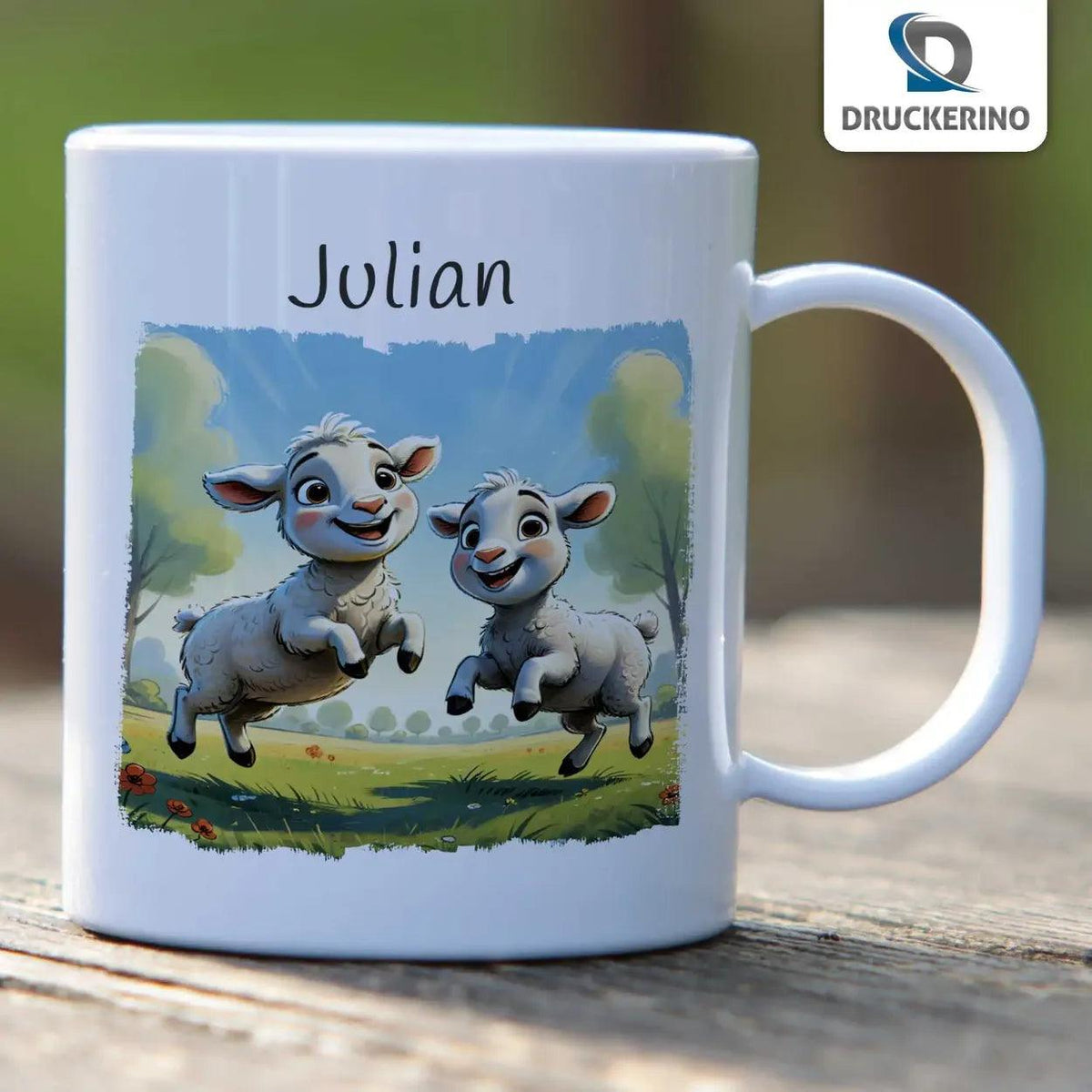 Kindertasse mit Namen | Zauberwelt Lämmer - Druckerino