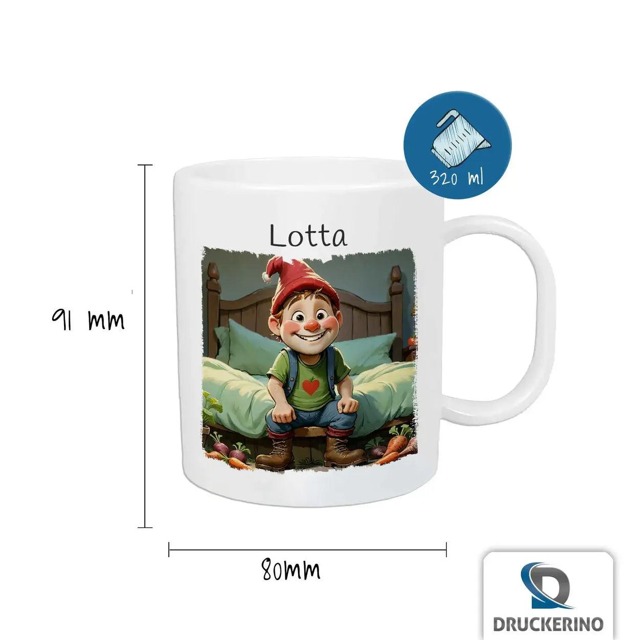 Kindertasse mit Namen | Zauberwichtel Morgenfreude - Druckerino