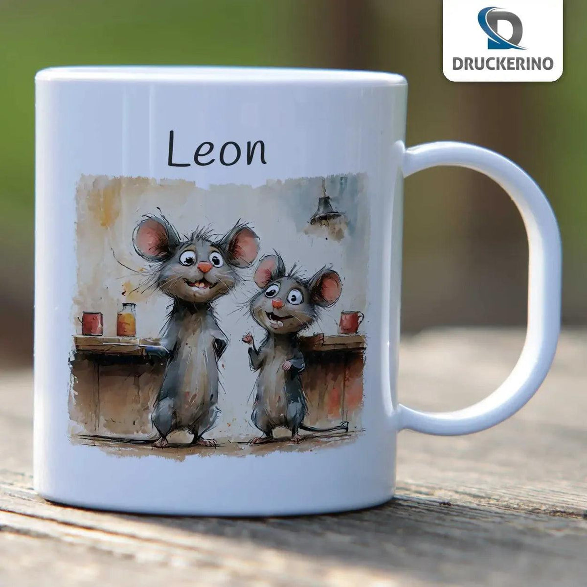 Kindertasse personalisiert | Abenteuer der kleinen Mäusefreunde - Druckerino