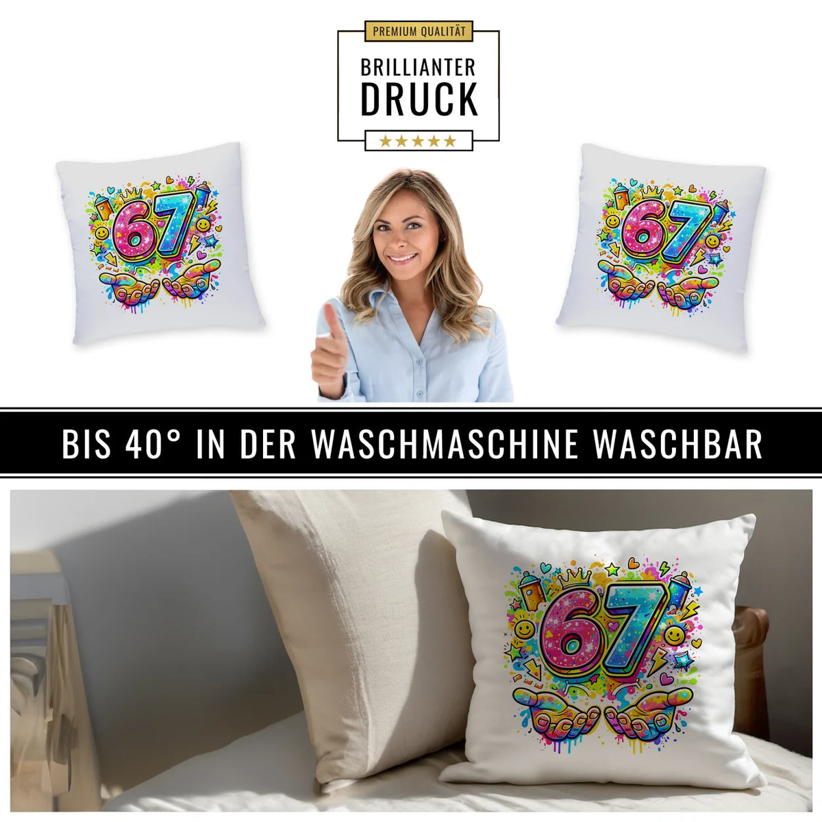 Six Seven Graffiti Kissen 67 | Cooles Kinderzimmer Design