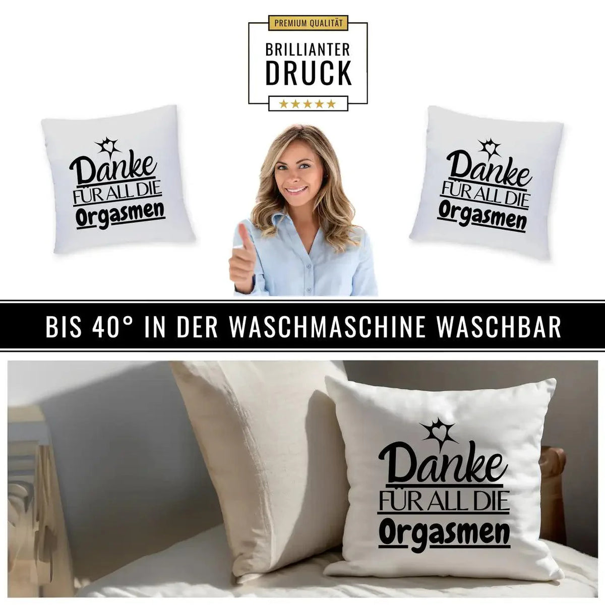 Kissen Danke für all die Orgasmen - Druckerino