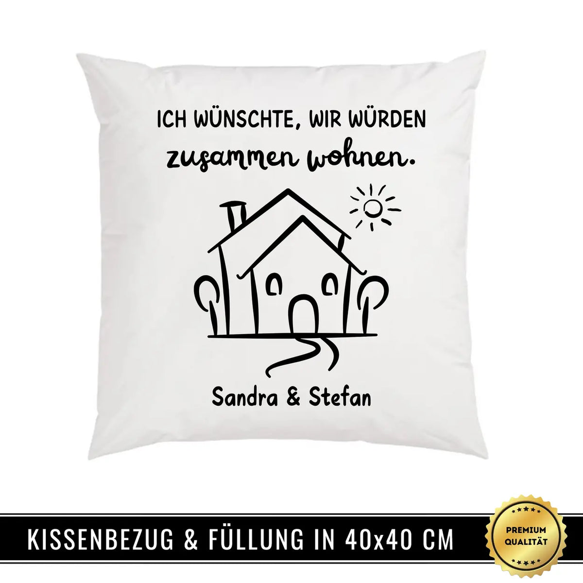 Kissen mit Spruch Ich wünschte wir würden zusammen wohnen personalisiert - Geschenk Fernbeziehung