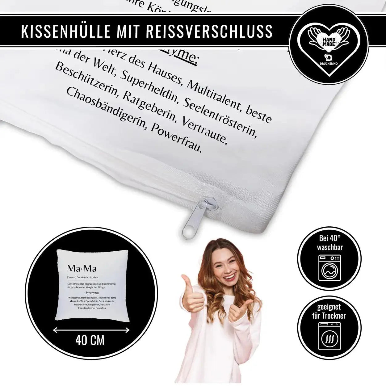 Kissen - Mama Definition einer Heldin - Druckerino