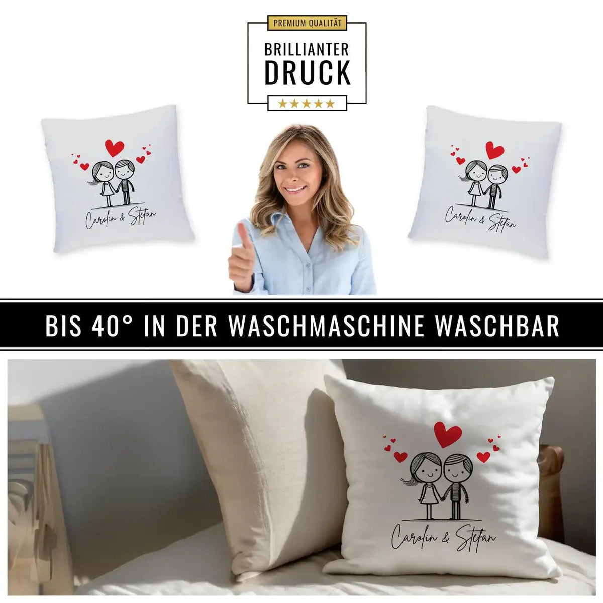 Kissen mit Namen personalisiert | Pärchen - Druckerino
