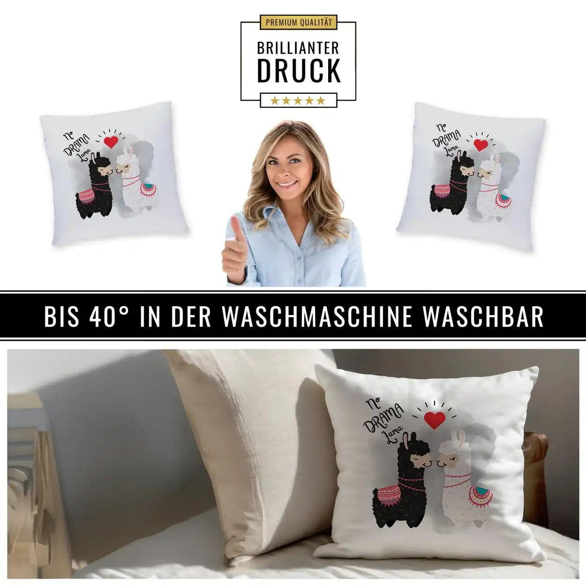 Kissen - No Drama Lama - Druckerino