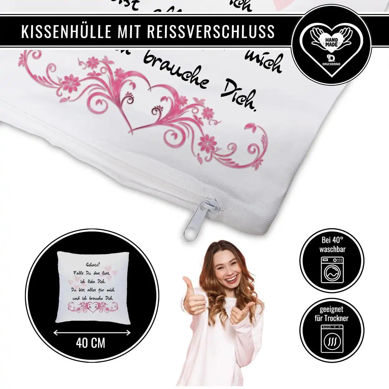 Kissen - Schatz? Falls Du das liest, ich liebe Dich - Druckerino
