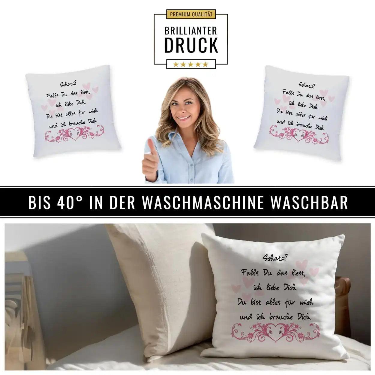 Kissen - Schatz? Falls Du das liest, ich liebe Dich - Druckerino