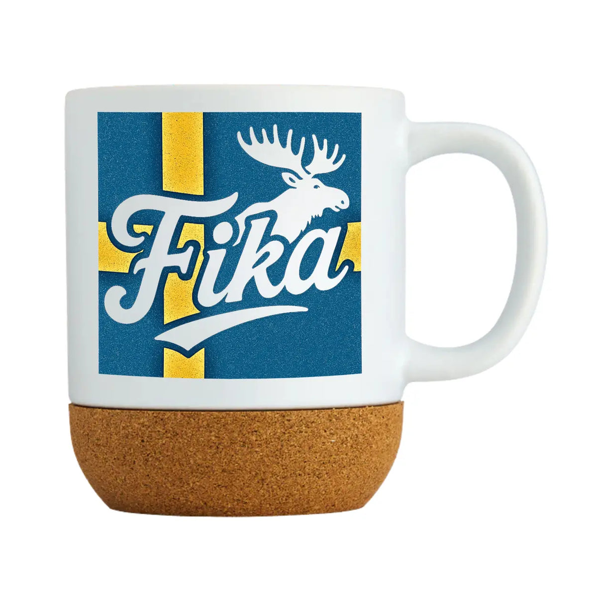 Schweden Tasse - Fika Elch Schwedenflagge Tasse mit Korsockel