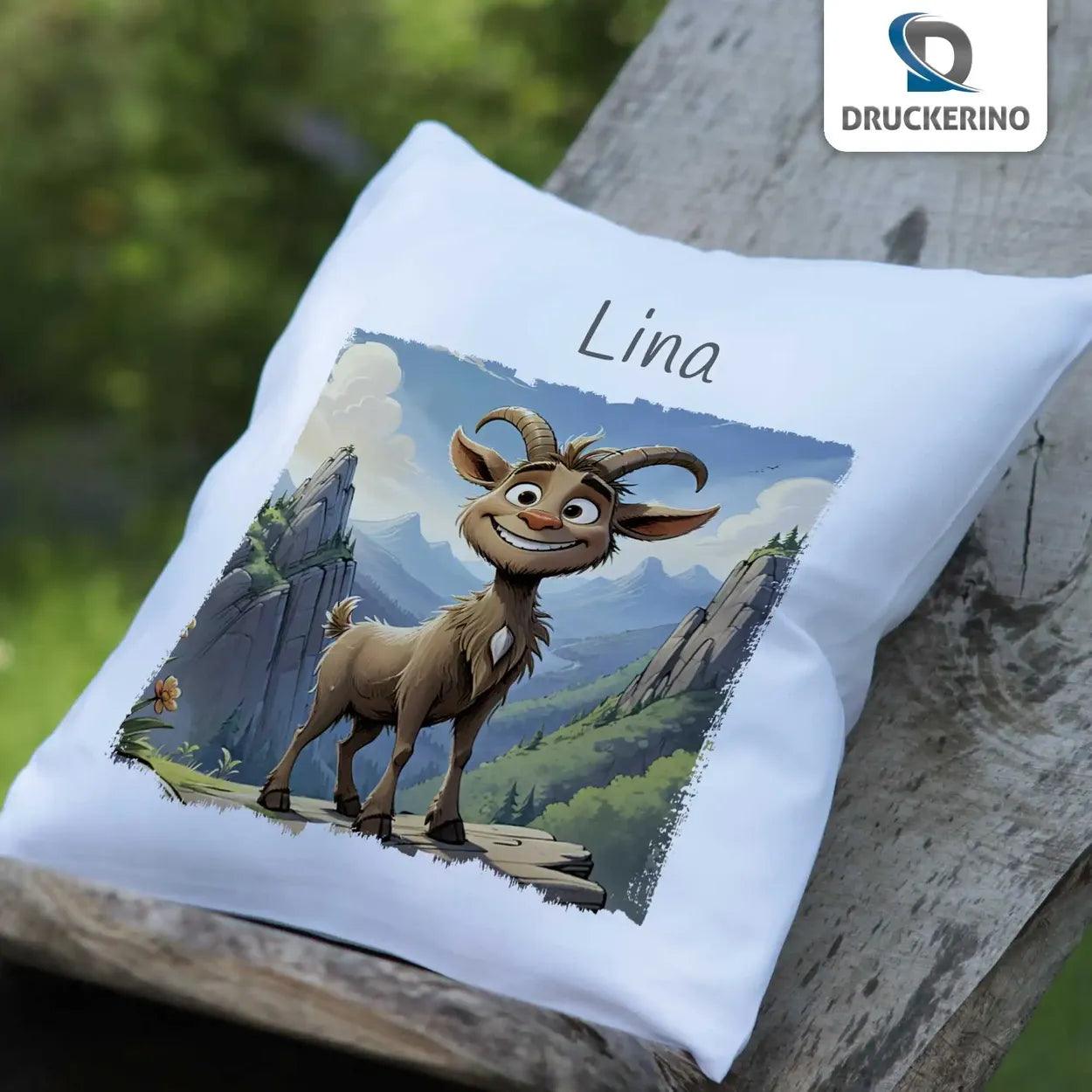 Kuschelkissen Kinder | Abenteuer Ziege 40x40 cm - Druckerino