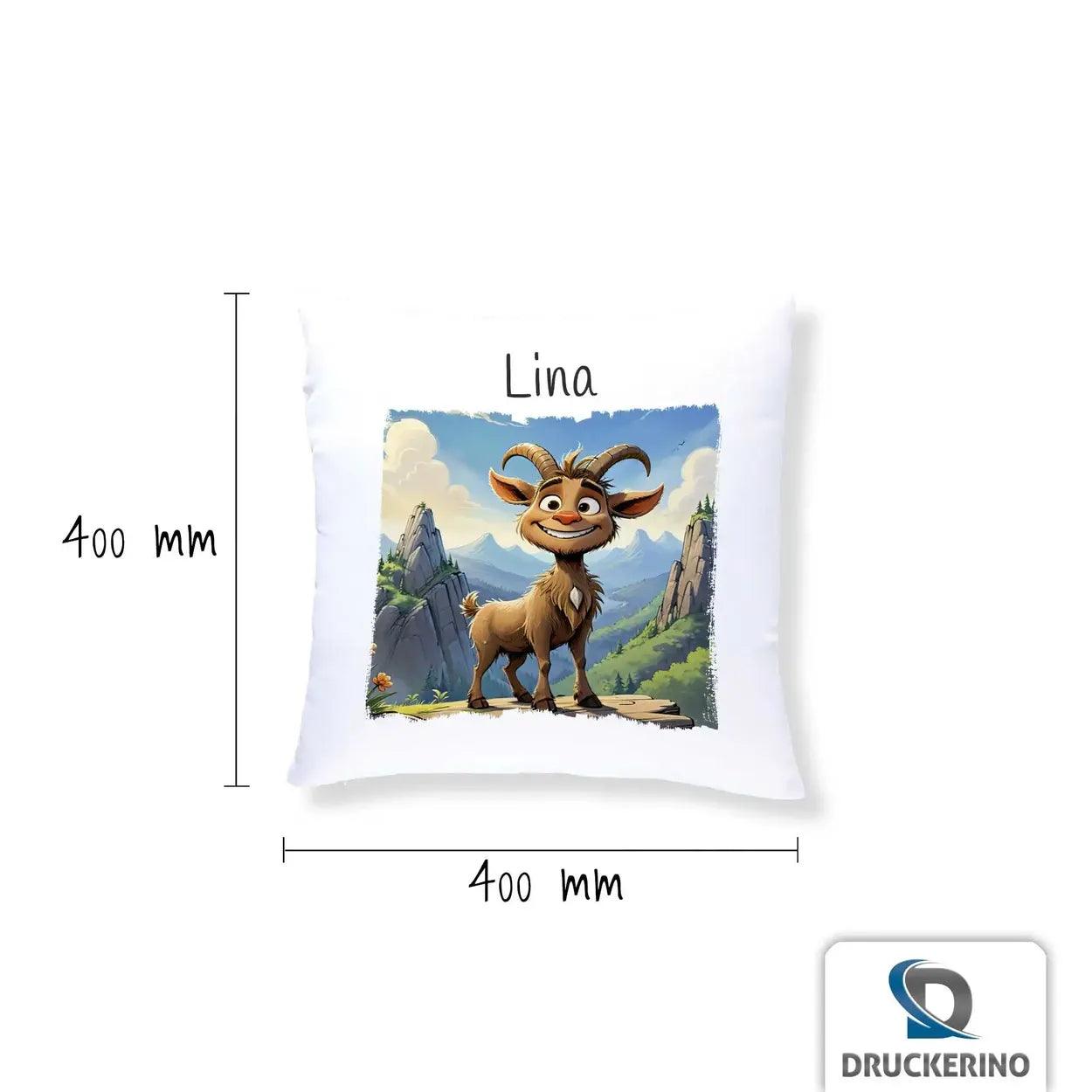 Kuschelkissen Kinder | Abenteuer Ziege 40x40 cm - Druckerino