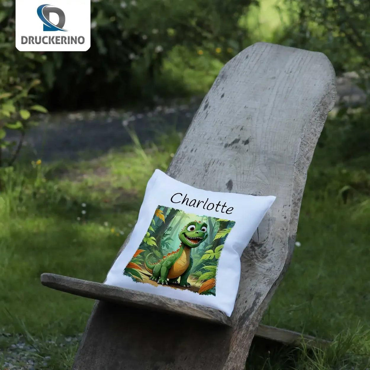 Kuschelkissen Kinder | Dschungeldino 40x40 cm - Druckerino