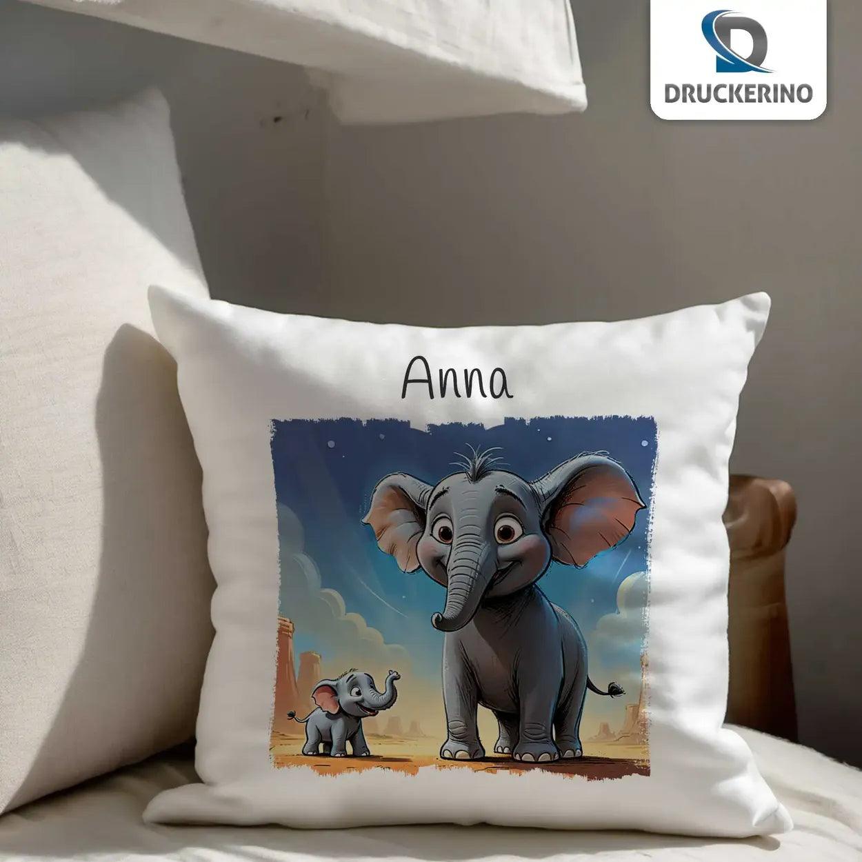 Kuschelkissen Kinder | Elefantenfreunde 40x40 cm - Druckerino