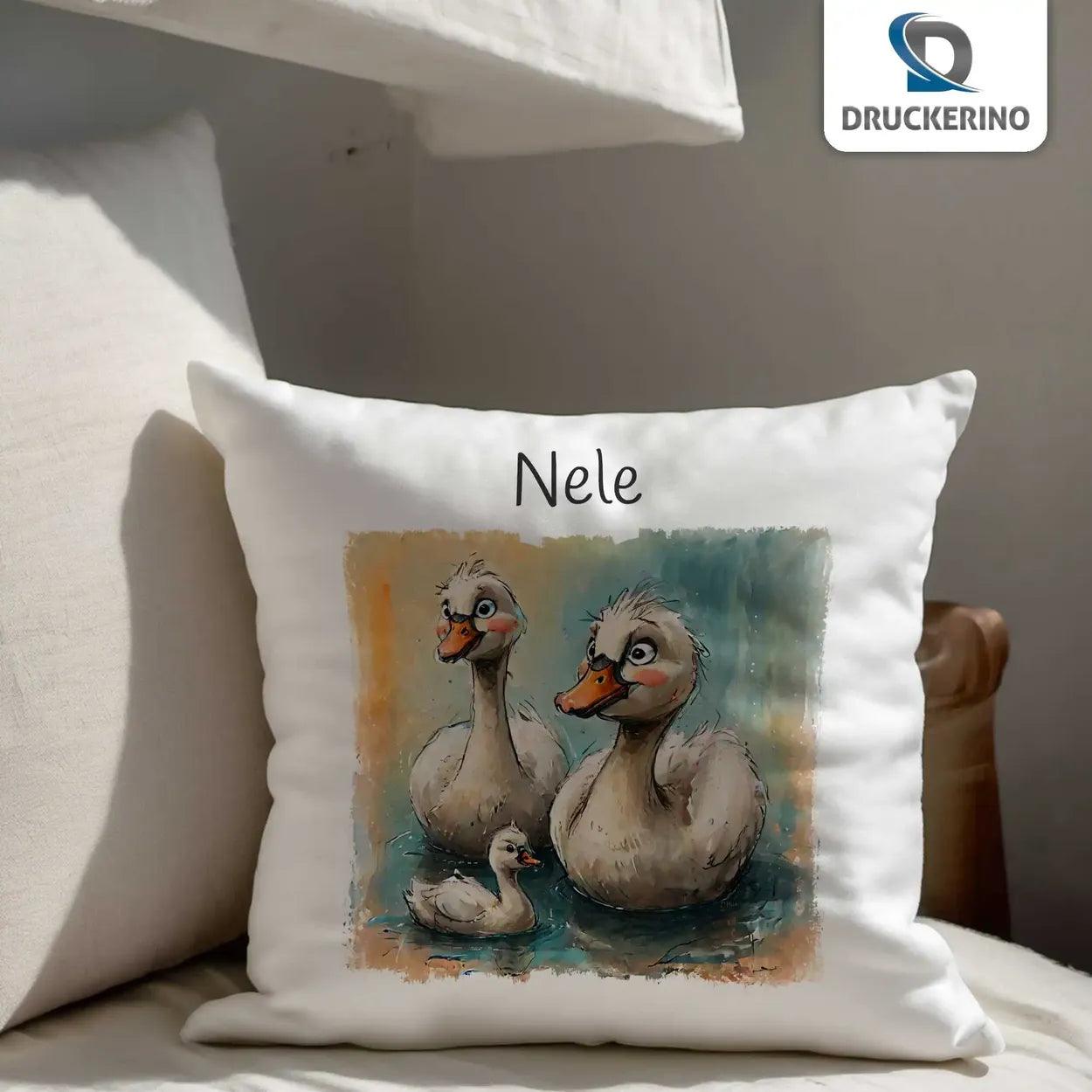 Kuschelkissen Kinder | Entenschnatterfreunde 40x40 cm - Druckerino