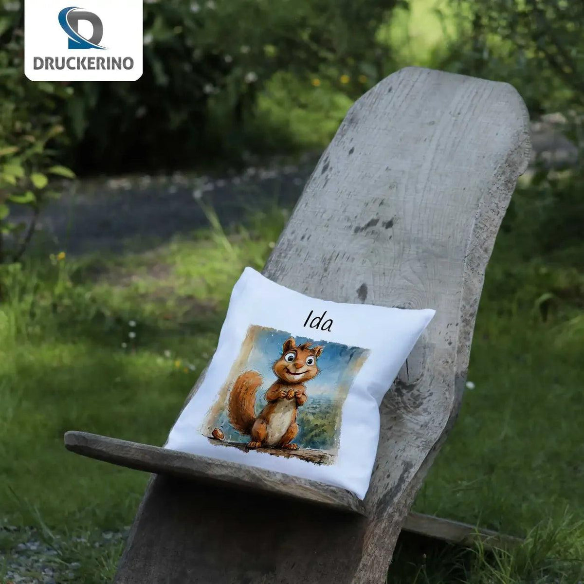 Kuschelkissen Kinder | Flauschiges Eichhörnchen 40x40 cm - Druckerino