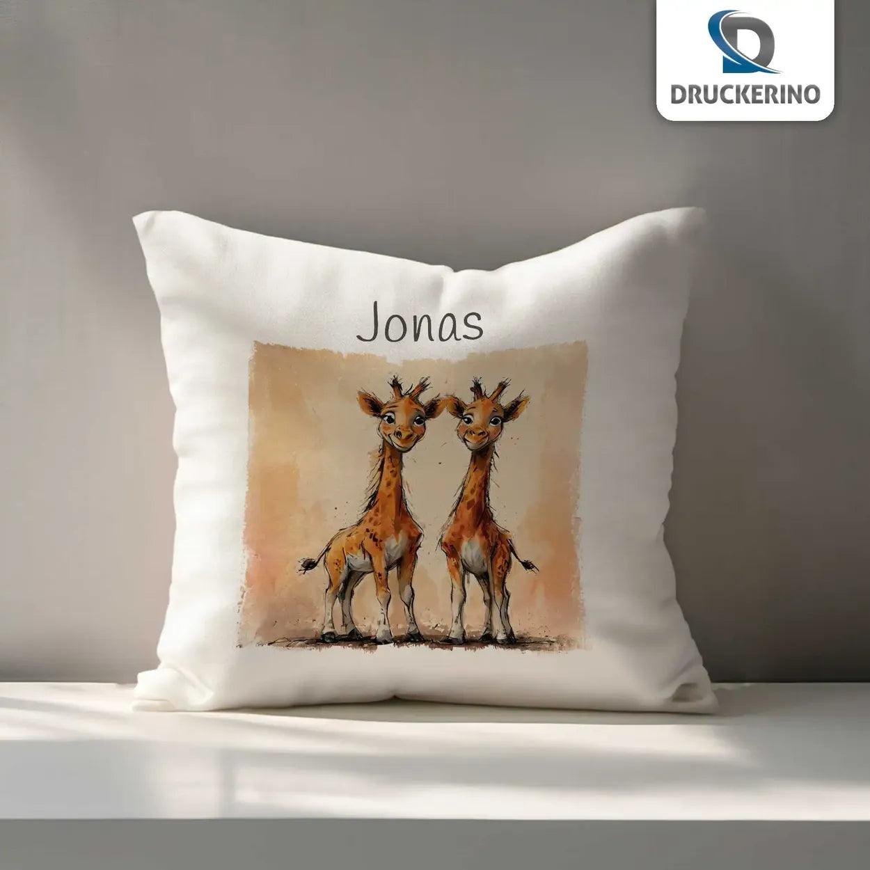 Kuschelkissen Kinder | Giraffenfreunde 40x40 cm - Druckerino