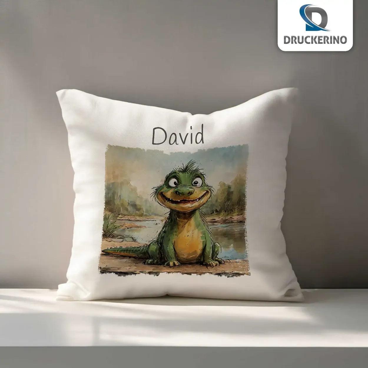 Kuschelkissen Kinder | Kuschelfreund Dino 40x40 cm - Druckerino