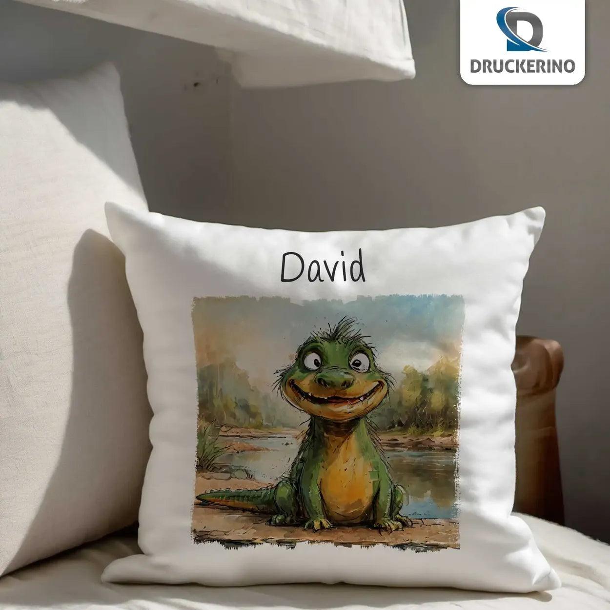 Kuschelkissen Kinder | Kuschelfreund Dino 40x40 cm - Druckerino